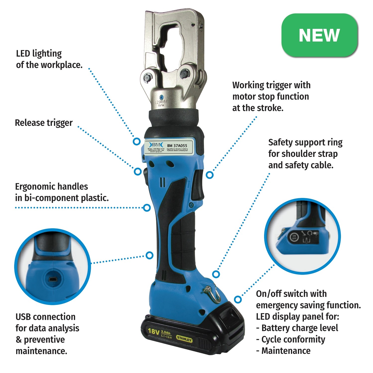 Electric Crimping Machine with Exchangeable Die Sets Crimping Tool (220V)